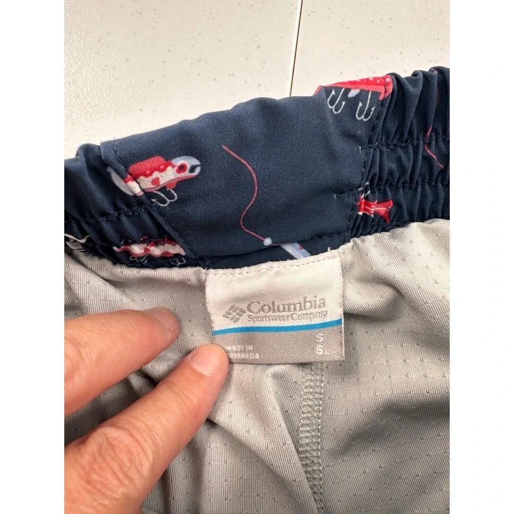 Columbia PFG‎ Mens Fishing Swim Shorts S Navy Fishing Print martini Bathing